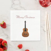 Serviette En Papier Joyeux Noël Musical Guitare Red Typographie (En situation)