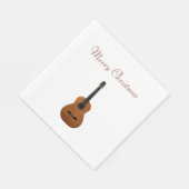 Serviette En Papier Joyeux Noël Musical Guitare Red Typographie (Coin)