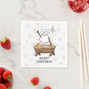 Serviette En Papier Joyeux Noël Nativité bébé Jésus Snowman