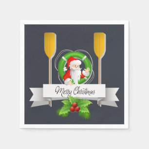 Serviette En Papier Joyeux Noël Nautique /Père Noël/Oars & Life Ring