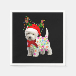 Serviette En Papier Joyeux Noël Noël Noël Westie Chien Reindeer Cospla