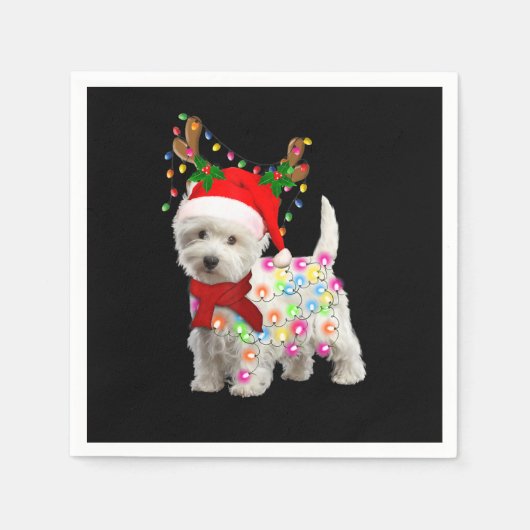 Serviette En Papier Joyeux Noël Noël Noël Westie Chien Reindeer Cospla (Devant)