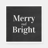 Serviette En Papier Joyeux Noël noir blanc brillant (Devant)