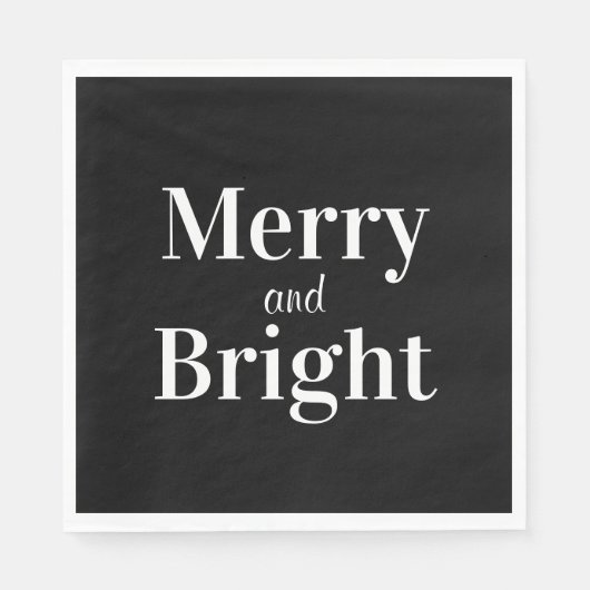 Serviette En Papier Joyeux Noël noir blanc brillant (Devant)