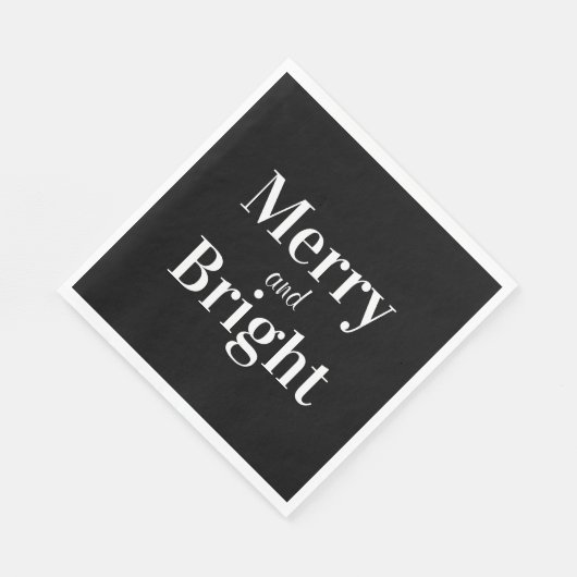 Serviette En Papier Joyeux Noël noir blanc brillant (Coin)