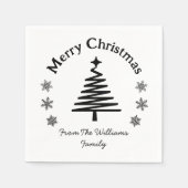 Serviette En Papier joyeux noël noir et blanc simple moderne (Devant)