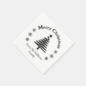 Serviette En Papier joyeux noël noir et blanc simple moderne (Coin)