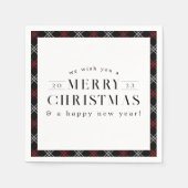 Serviette En Papier Joyeux Noël Noir Vacances Plaid (Devant)