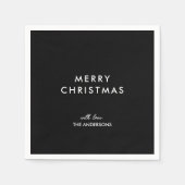 Serviette En Papier Joyeux Noël Nom personnalisé Noir (Devant)