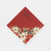 Serviette En Papier Joyeux Noël Nom Poinsettias (Coin)