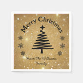 Serviette En Papier joyeux noël or noir parties scintillant vacances l (Devant)