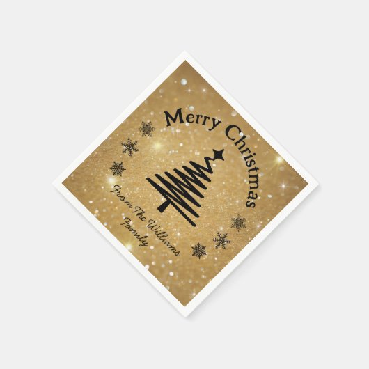 Serviette En Papier joyeux noël or noir parties scintillant vacances l (Coin)