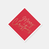 Serviette En Papier Joyeux Noël or sur Rouge (Coin)