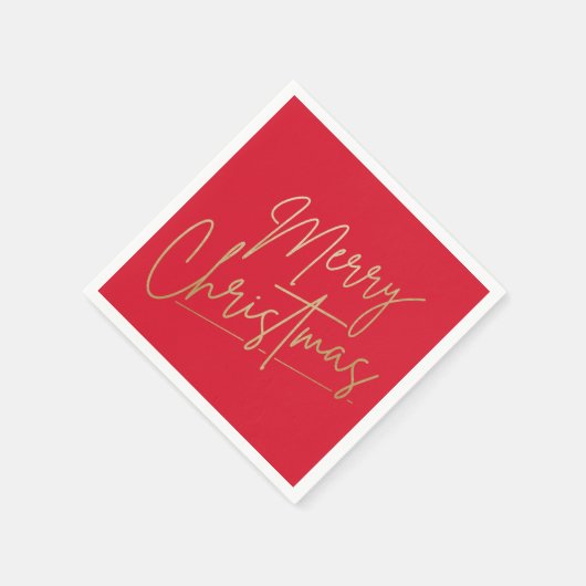 Serviette En Papier Joyeux Noël or sur Rouge (Coin)