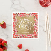 Serviette En Papier Joyeux Noël or sur Rouge (En situation)