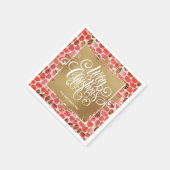 Serviette En Papier Joyeux Noël or sur Rouge (Coin)