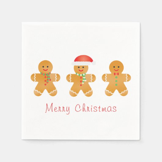 Serviette En Papier Joyeux Noël pain d'épices Hommes Santa Hat (Devant)