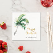Serviette En Papier Joyeux Noël Palm Arbre Vacances Papier Famille (En situation)