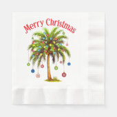 Serviette En Papier Joyeux Noël Palm Tree Light Hawaiian Tropical (Devant)