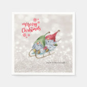 Serviette En Papier Joyeux Noël, Parties scintillant Bokeh, Gnomes mig (Devant)