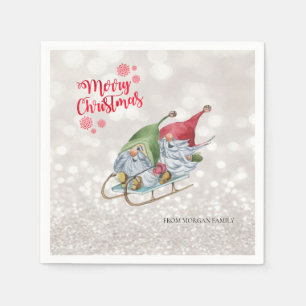 Serviette En Papier Joyeux Noël, Parties scintillant Bokeh, Gnomes mig