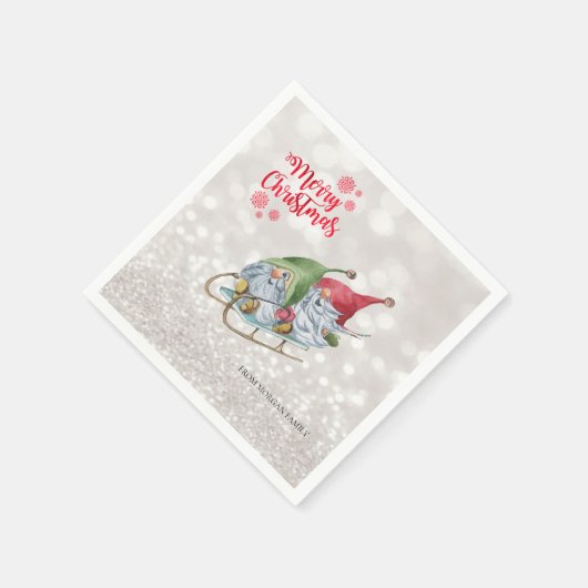Serviette En Papier Joyeux Noël, Parties scintillant Bokeh, Gnomes mig (Coin)