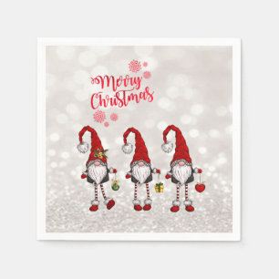 Serviette En Papier Joyeux Noël, Parties scintillant Bokeh, Mignons ro