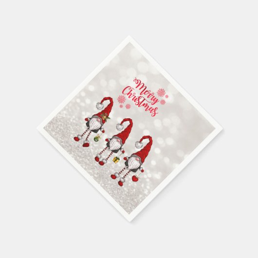 Serviette En Papier Joyeux Noël, Parties scintillant Bokeh, Mignons ro (Coin)