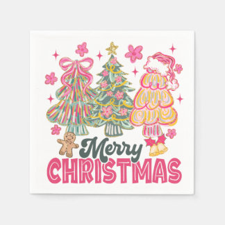 Serviette En Papier Joyeux Noël Pastel