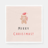 Serviette En Papier Joyeux Noël Pastel Pain d'épices rose (Devant)