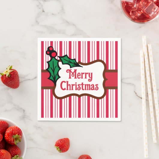 Serviette En Papier Joyeux Noël Peppermenthe serviettes (En situation)