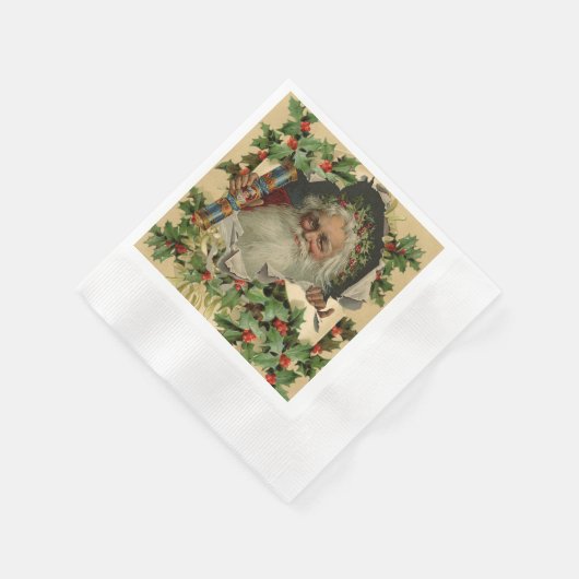 Serviette En Papier Joyeux Noël Père Noël classique antique (Coin)