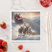 Serviette En Papier Joyeux Noël Père Noël et Reindeer (En situation)