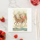 Serviette En Papier Joyeux Noël (Père Noël et son renne) (En situation)