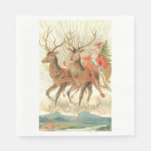 Serviette En Papier Joyeux Noël (Père Noël et son renne) (Devant)