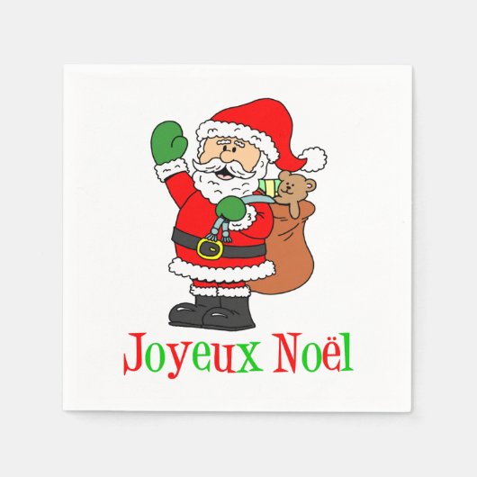 Serviette En Papier Joyeux Noel Père Noël Français Naples de Noël (Devant)