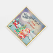 Serviette En Papier Joyeux Noël Père Noël, Sleigh, Reindeer, Snowflake (Coin)