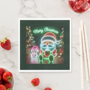 Serviette En Papier Joyeux Noël Père Noël Teddy