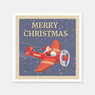 Serviette En Papier Joyeux Noël Père Noël Vintage