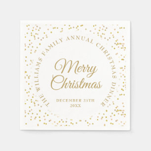 Serviette En Papier Joyeux Noël personnalisé élégant confettis or