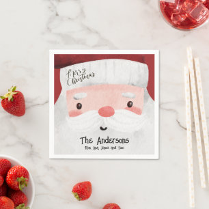 Serviette En Papier Joyeux Noël personnalisé mignon Père Noël visage
