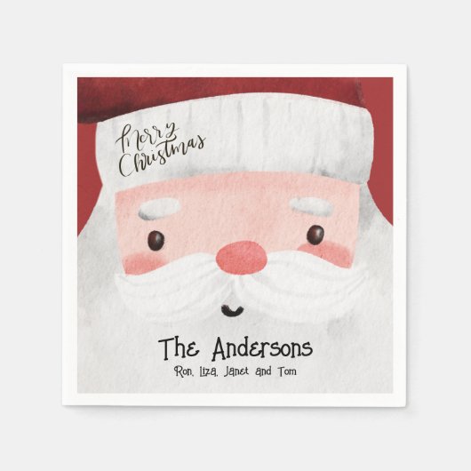 Serviette En Papier Joyeux Noël personnalisé mignon Père Noël visage (Devant)