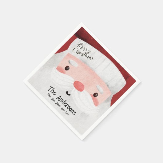 Serviette En Papier Joyeux Noël personnalisé mignon Père Noël visage (Coin)