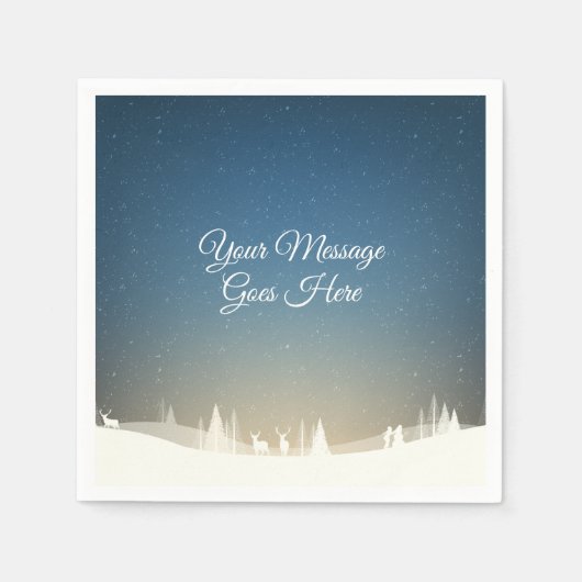 Serviette En Papier Joyeux Noël personnalisé Scène de neige hivernale (Devant)