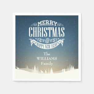 Serviette En Papier Joyeux Noël personnalisé Scène hivernale enneigée