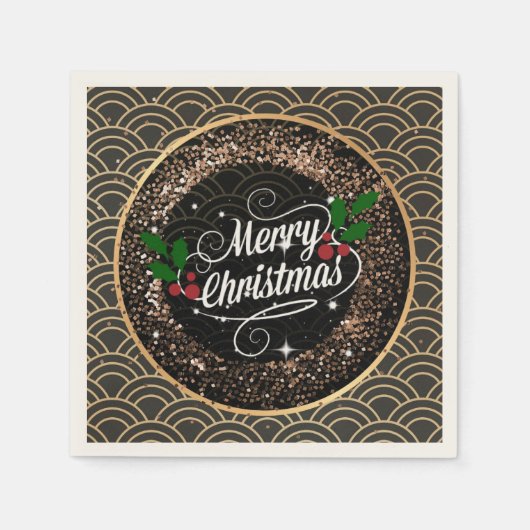 Serviette En Papier Joyeux Noël, pétillant et parties scintillant, (Devant)