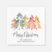 Serviette En Papier Joyeux Noël Pine Arbres Fête Fête (Devant)