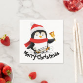Serviette En Papier Joyeux Noël pingouin (En situation)