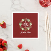 Serviette En Papier Joyeux Noël Poinsettia Wreath Monogramme (En situation)