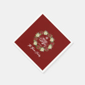 Serviette En Papier Joyeux Noël Poinsettia Wreath Monogramme (Coin)